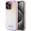 Guess GUHCP14XPSAIRSP Apple iPhone 14 Pro Max 6.7″ rožinės spalvos kietas dėklas Saffiano Iridescent Script