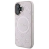 Guess GUHMP16SPSAPSMEP Apple iPhone 16 6.1″rožinės spalvos kietas dėklas Saffiano Peony Classic Logo MagSafe