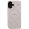 Guess GUHMP16SPSAPSMEP Apple iPhone 16 6.1″rožinės spalvos kietas dėklas Saffiano Peony Classic Logo MagSafe