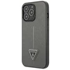 Guess GUHCP13LPSATLG iPhone 13 Pro / 13 6,1 colio sidabrinis kietas dėklas SaffianoTriangle logotipas