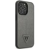Guess GUHCP13XPSATLG Apple iPhone 13 Pro Max 6,7″ sidabrinis kietas dėklas SaffianoTriangle Logo