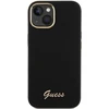 Dėklas GUESS GUHCP15SSMBSLK IPHONE 15/14/13 6.1 "Juodas / Juodas HARDCASE SILICONE SCRIPT METAL LOGO & FRAME