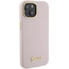 Guess GUHCP15SSMBSLP Apple iPhone 15 / 14 / 13 6.1″ rožinės spalvos kietas dėklas Silicone Script Metal Logo & Frame