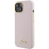 Guess GUHCP15SSMBSLP Apple iPhone 15 / 14 / 13 6.1″ rožinės spalvos kietas dėklas Silicone Script Metal Logo & Frame