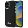 Guess GUHCP16MSMBSLK Apple iPhone 16 Plus 6.7″ juodos spalvos kietas dėklas Silicone Script Metal Logo & Frame