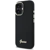 Guess GUHCP16MSMBSLK Apple iPhone 16 Plus 6.7″ juodos spalvos kietas dėklas Silicone Script Metal Logo & Frame