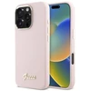 Guess GUHCP16LSMBSLP Apple iPhone 16 Pro 6.3″ rožinės spalvos kietas dėklas Silicone Script Metal Logo & Frame