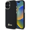 Guess GUHCP16SSMBSLK Apple iPhone 16 6.1″ juodos spalvos kietas dėklas Silicone Script Metal Logo & Frame