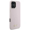Guess GUHCP16SSMBSLP Apple iPhone 16 6.1″ rožinės spalvos kietas dėklas Silicone Script Metal Logo & Frame