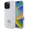 Guess GUHCP16LM4DGPH iPhone 16 Pro 6.3″ baltos spalvos kietas dėklas Silicone Logo Strass 4G