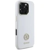 Guess GUHCP16LM4DGPH iPhone 16 Pro 6.3″ baltos spalvos kietas dėklas Silicone Logo Strass 4G