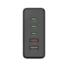 Hama GaN 140W PD/QC 3x USB-C, 2x USB-A juoda