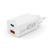 Hama mini GaN 45W PD/QC 1x USB-C, 1x USB-A balta