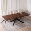 HAMPTON stačiakampis ištraukiamas stalas, 160–240 cm, riešuto spalvos/juodas, moderniam lofto formos valgomajam
