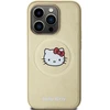Hello Kitty HKHMP15LPGHCKD Apple iPhone 15 Pro 6.1″ Gold kietas dėklas Leather Kitty Head MagSafe