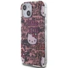 Hello Kitty HKHCP15SHDGPTP Apple iPhone 15 /14 / 13 6.1″ rožinės spalvos kietas dėklas IML Tags Graffiti
