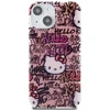 Hello Kitty HKHCP15SHDGPTP Apple iPhone 15 /14 / 13 6.1″ rožinės spalvos kietas dėklas IML Tags Graffiti