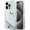 Hello Kitty Liquid Glitter Charms Kitty Head dėklas iPhone 15 Pro - sidabrinis