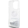 Hello Kitty Liquid Glitter Charms Kitty Head dėklas iPhone 15 Pro - sidabrinis