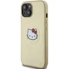 Hello Kitty HKHMP15SPGHCKD Apple iPhone 15 /14 / 13 6.1″ auksinis kietas dėklas Leather Kitty Head MagSafe