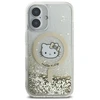 Hello Kitty HKHMP16SLGDIH Apple iPhone 16 6.1″ baltos spalvos auksinis kietas dėklas Liquid Glitter Fever MagSaf