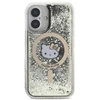 Hello Kitty HKHMP16SLGDIK Apple iPhone 16 6.1″ juodos spalvos auksinis kietas dėklas Liquid Glitter Fever MagSa