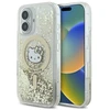 Hello Kitty HKHMP16SLGDIH Apple iPhone 16 6.1″ baltos spalvos auksinis kietas dėklas Liquid Glitter Fever MagSaf