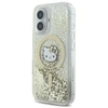 Hello Kitty HKHMP16SLGDIH Apple iPhone 16 6.1″ baltos spalvos auksinis kietas dėklas Liquid Glitter Fever MagSaf