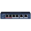 Ausinės Hikvision DS-3E0106HP-E tinklo komutatorius, nevaldomas, „Fast Ethernet“ (10/100), su PoE palaikymu, mėlynos spalvos