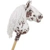 Hobby Horse lazdelinis arkliukas rudas leopardas su balta karčiais A4