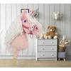 Hobby Horse vienaragis ant lazdos rožinis su balta karčiene ir sidabriniu ragu