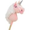 Hobby Horse vienaragis ant lazdos rožinis su balta karčiene ir sidabriniu ragu