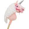 Hobby Horse vienaragis ant lazdos rožinis su balta karčiene ir sidabriniu ragu