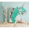 Hobby Horse vienaragis su lazda balta spalva su mėtų karčiais ir sidabriniu ragu