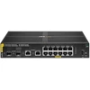 Šakotuvas Hewlett Packard (HP) HPE Aruba Networking CX 6100 12G Class4 PoE 2G/2SFP+ 139W Switch Valdomas L3 Gigabit Ethernet (10/100/1000) Maitinimas per Eternetą (PoE) 1U Juoda