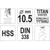 Yato HSS-TiN spiralinis grąžtas, 10,5 mm (YT-44663)