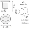 Įleidžiamas lauko šviestuvas INDUS, GU10, aliuminio sp., E2066080IN