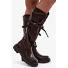 Ilgaauliai batai su plokščiu kulnu, rudi