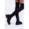 Ilgaauliai batai virš kelių su platforma ir užtrauktuku, juodi Step in style