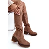 Ilgaauliai batai virš kelių su zomšos imitacija Step in style