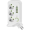 Ilgintuvas LINEA PRO, 3 kištukinių lizdų, 4xUSB-A, 1xUSB-C, su jungikliu, baltas, 3m
