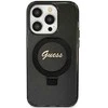 Dėklas GUESS GUHMN61HRSGSK IPHONE 11 / XR 6.1 "Juodas / Juodas HARDCASE RING STAND SCRIPT GLITTER MAGSAFE
