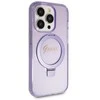 iPhone 13 Pro Max - violetinis Guess Ring Stand Script Glitter MagSafe dėklas