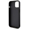iPhone 15 - juodas Guess dygsniuotas metalinis dėklas su logotipu