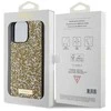 iPhone 15 Pro - geltonas Guess Rhinestone Metal Logo dėklas