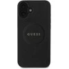 Guess GUHMP16SPSAHMCK Apple iPhone 16 6.1″ juodos spalvos kietas dėklas Saffiano Classic Logo MagSafe