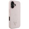 Dėklas Guess Grained Hot Stamp Peony Triangle Logo MagSafe Apple iPhone 16 rožinės spalvos