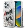 Karl Lagerfeld Liquid Blizgučiais puoštas „Choupette“ logotipo dėklas, skirtas iPhone 16 Pro – skaidrus