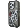 Karl Lagerfeld Liquid Glitter Scattered Choupette dėklas Apple iPhone 16 Pro Max juodos spalvos