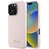Guess GUHCP16XSMBSLP Apple iPhone 16 Pro Max 6.9″ rožinės spalvos kietas dėklas Silicone Script Metal Logo & Frame